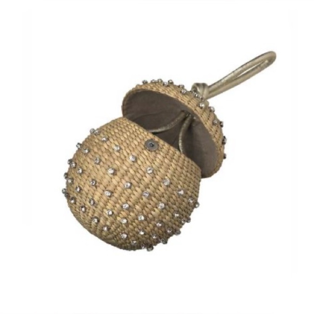 NWT Poolside “The Disco Ball” Straw Rhinestones Luxury Wristlet Bag RARE! - Picture 4 of 14